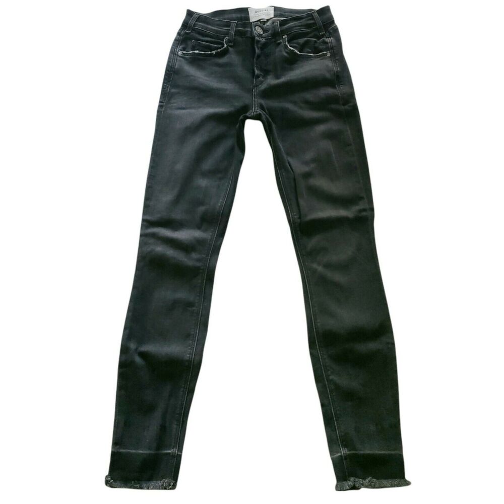 MCGUIRE Newton Crop Vintage skinny black distressed raw hem jeans Size 24